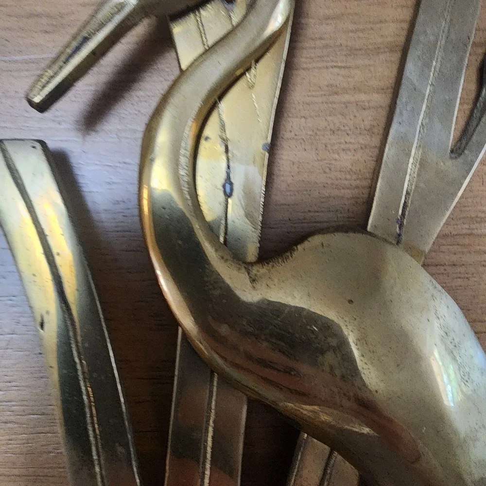 Brass MCM Crane Egret Heron In Reeds Wall Hanging Decor Vintage  Trending